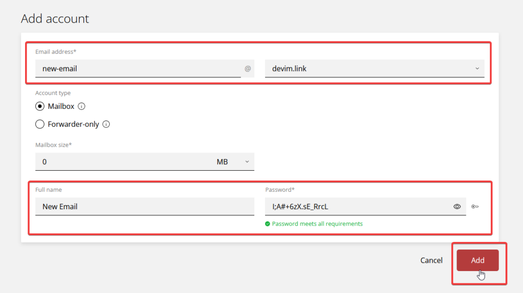 טופס יצירת דוא"ל
